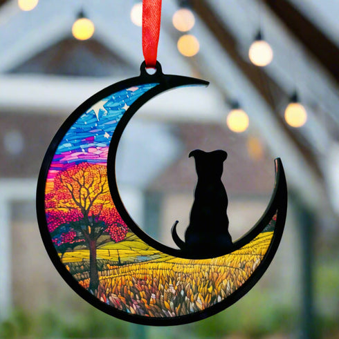 Dog Small Ears Moon Suncatcher